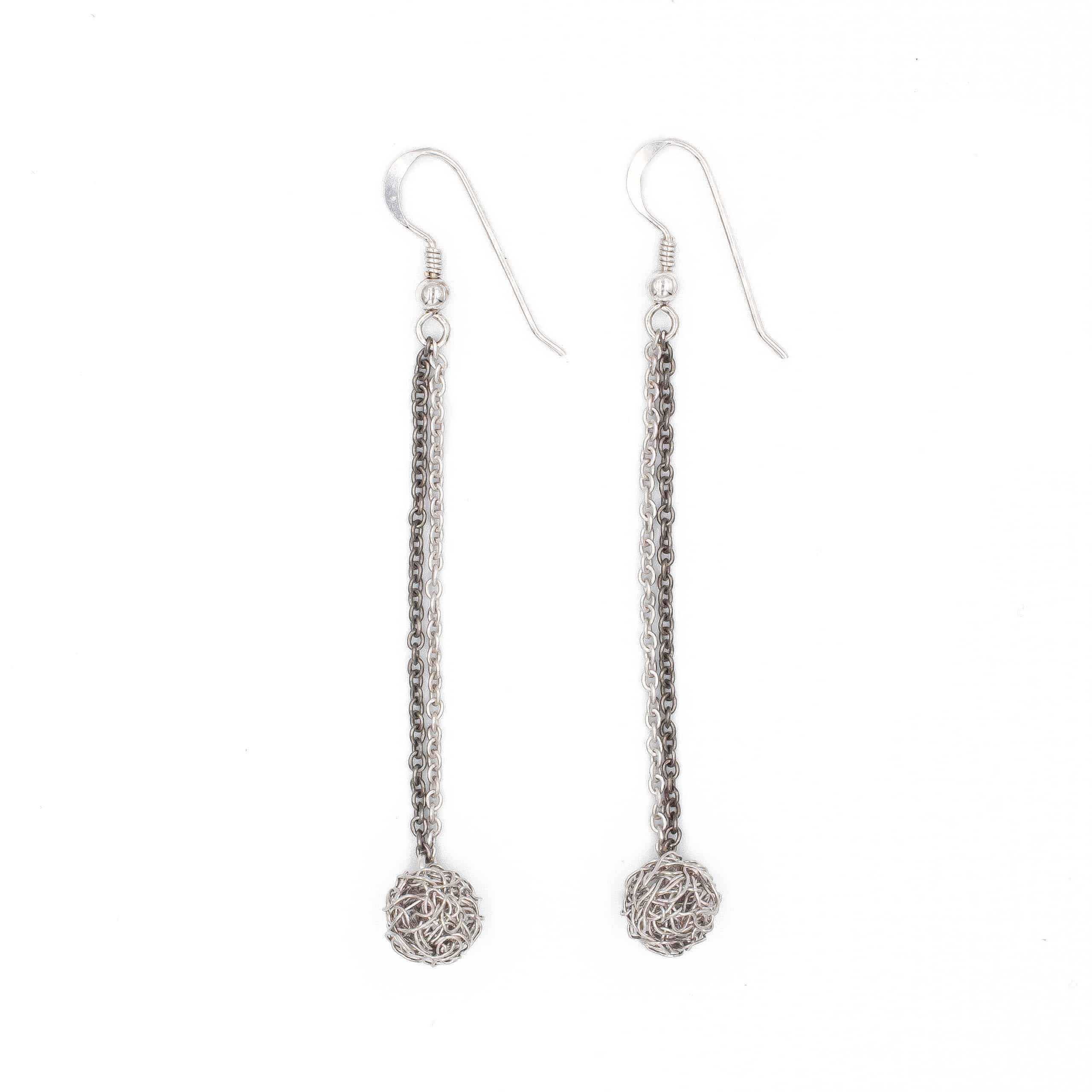 Black Rhodium and Platinum Sphere earrings