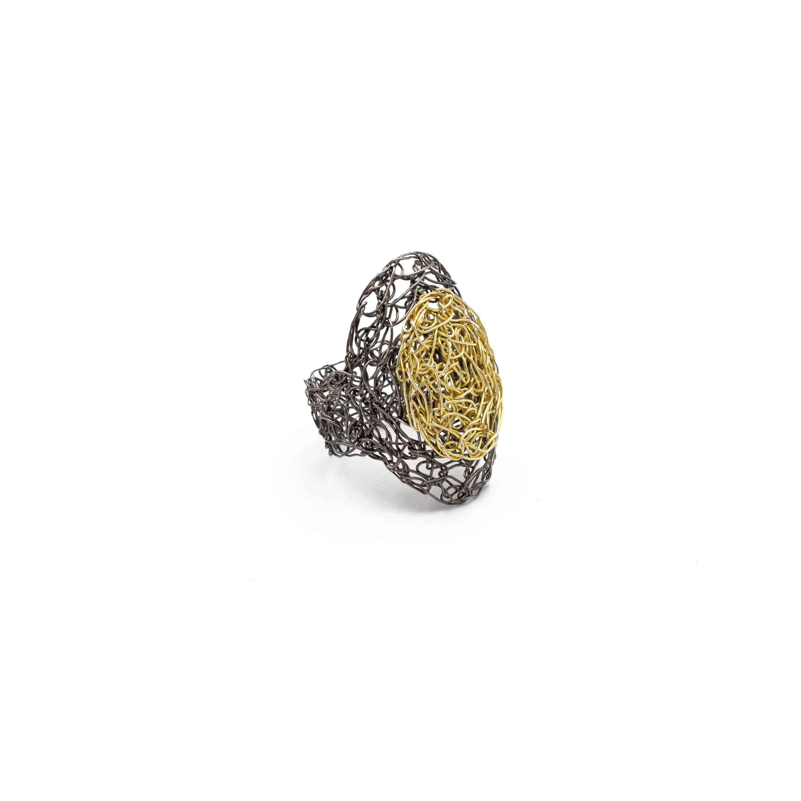 Black Rhodium and Gold Oval Ring