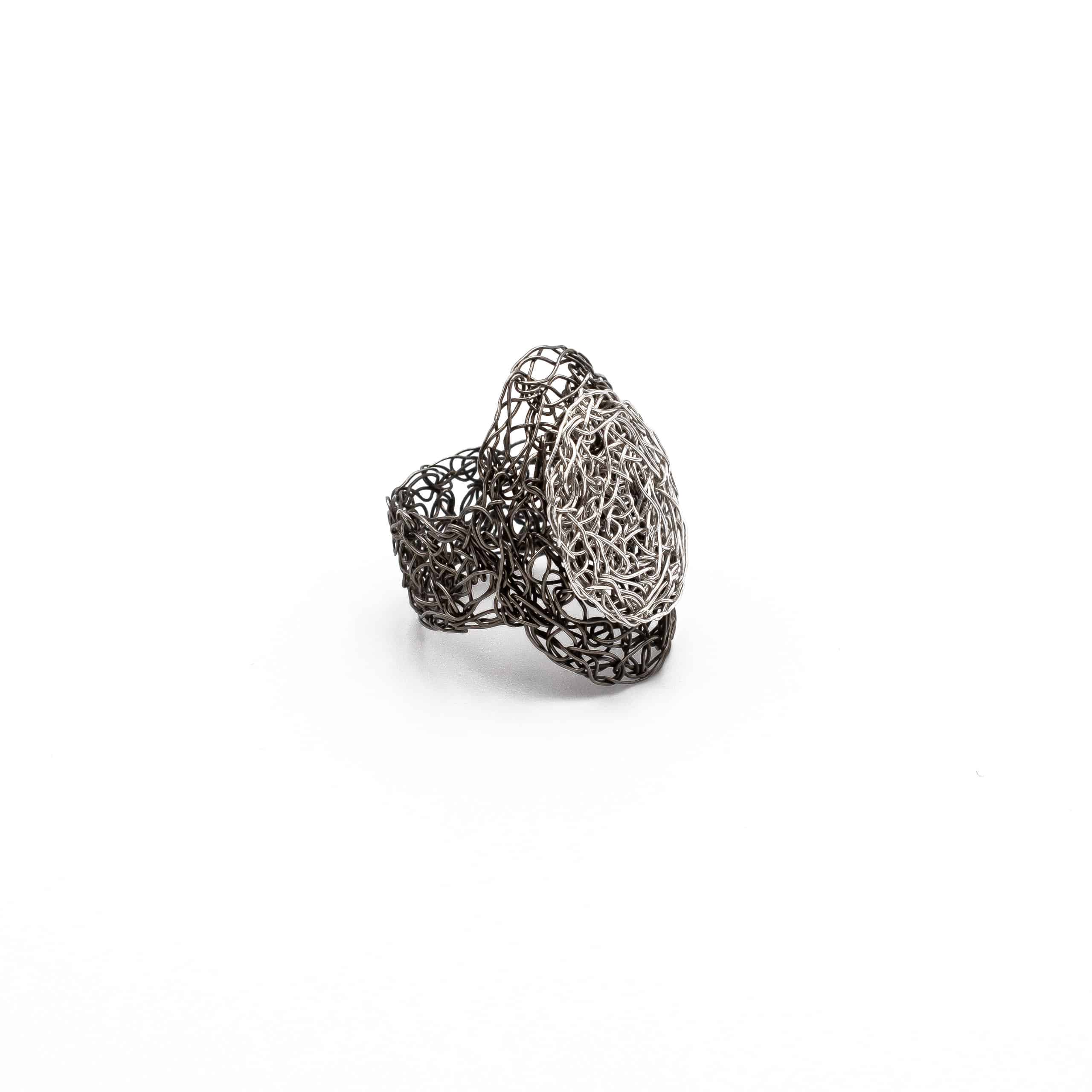 Black Rhodium and Platinum Oval Ring