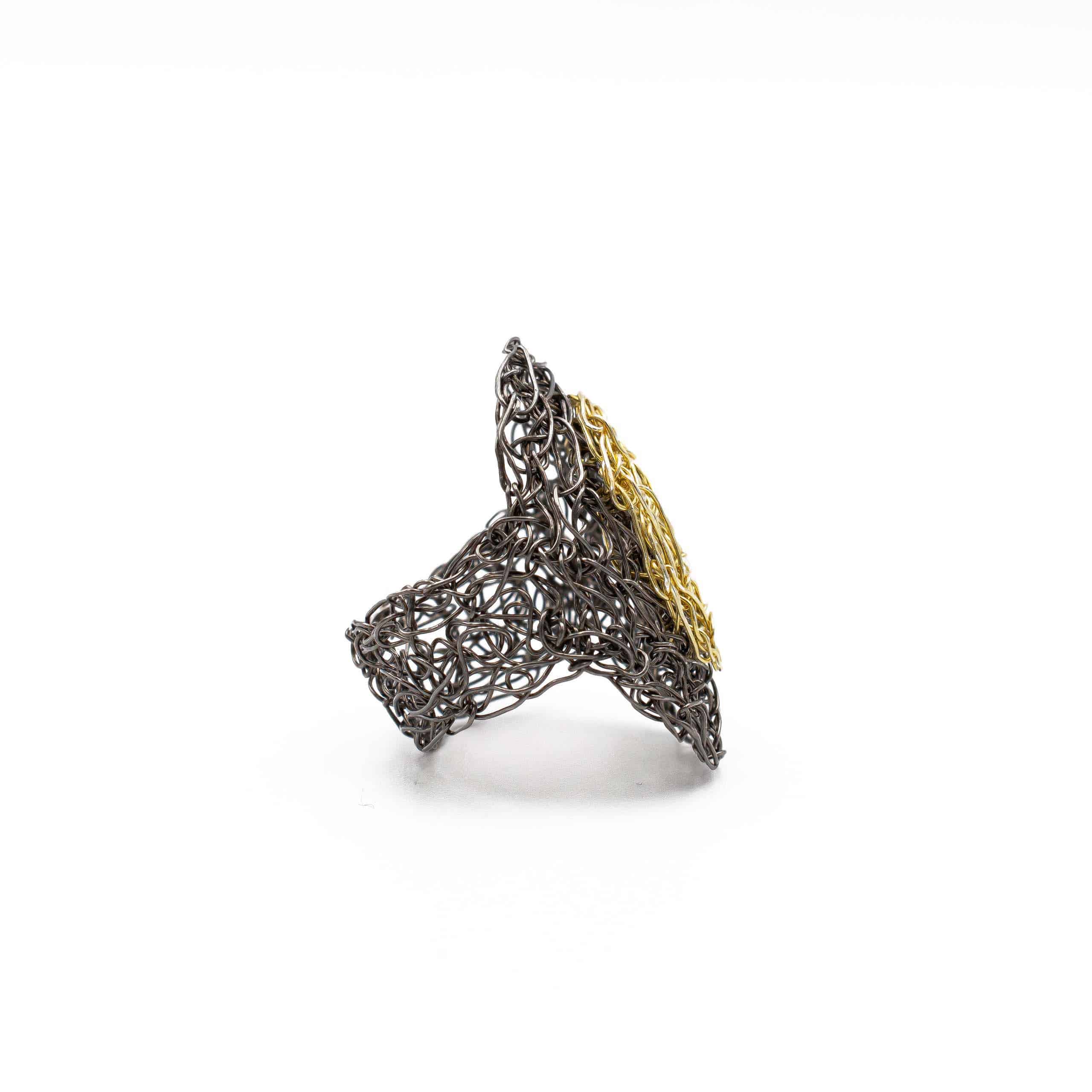 Black Rhodium and Gold Oval Ring