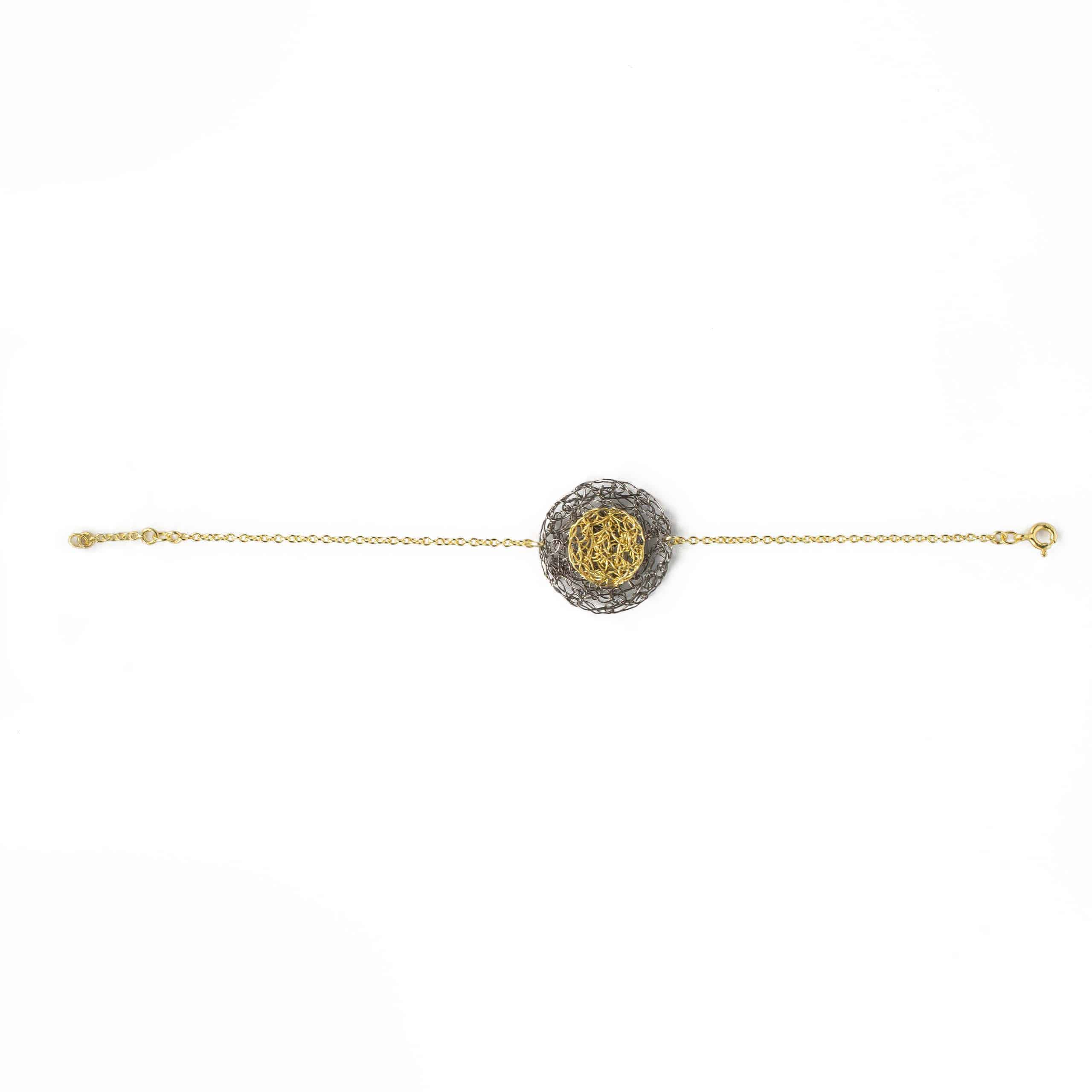 Black Rhodium and Gold Disc Bracelet