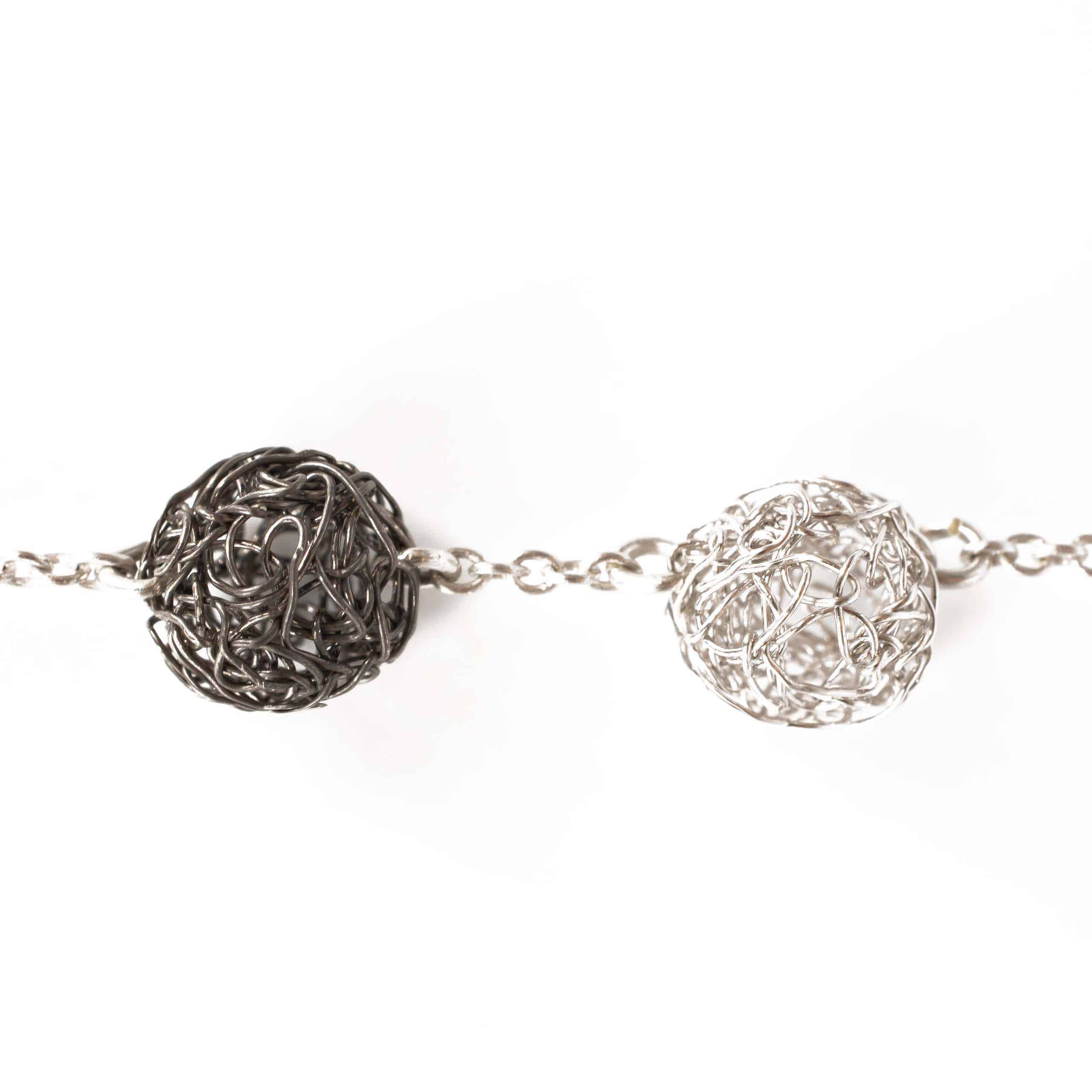 Black Rhodium and Platinum Sphere Bracelet