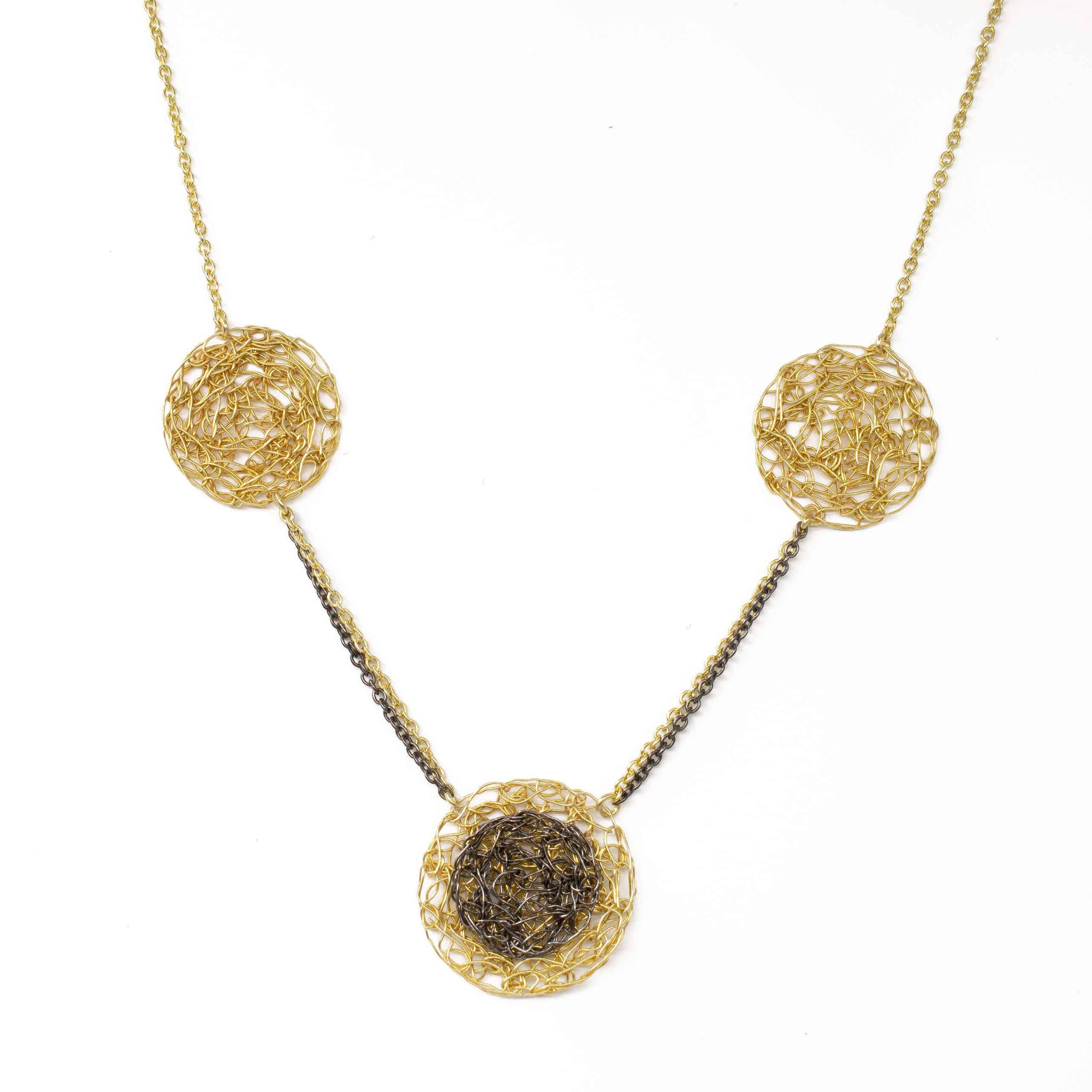 Black Rhodium and Gold Disc Necklace