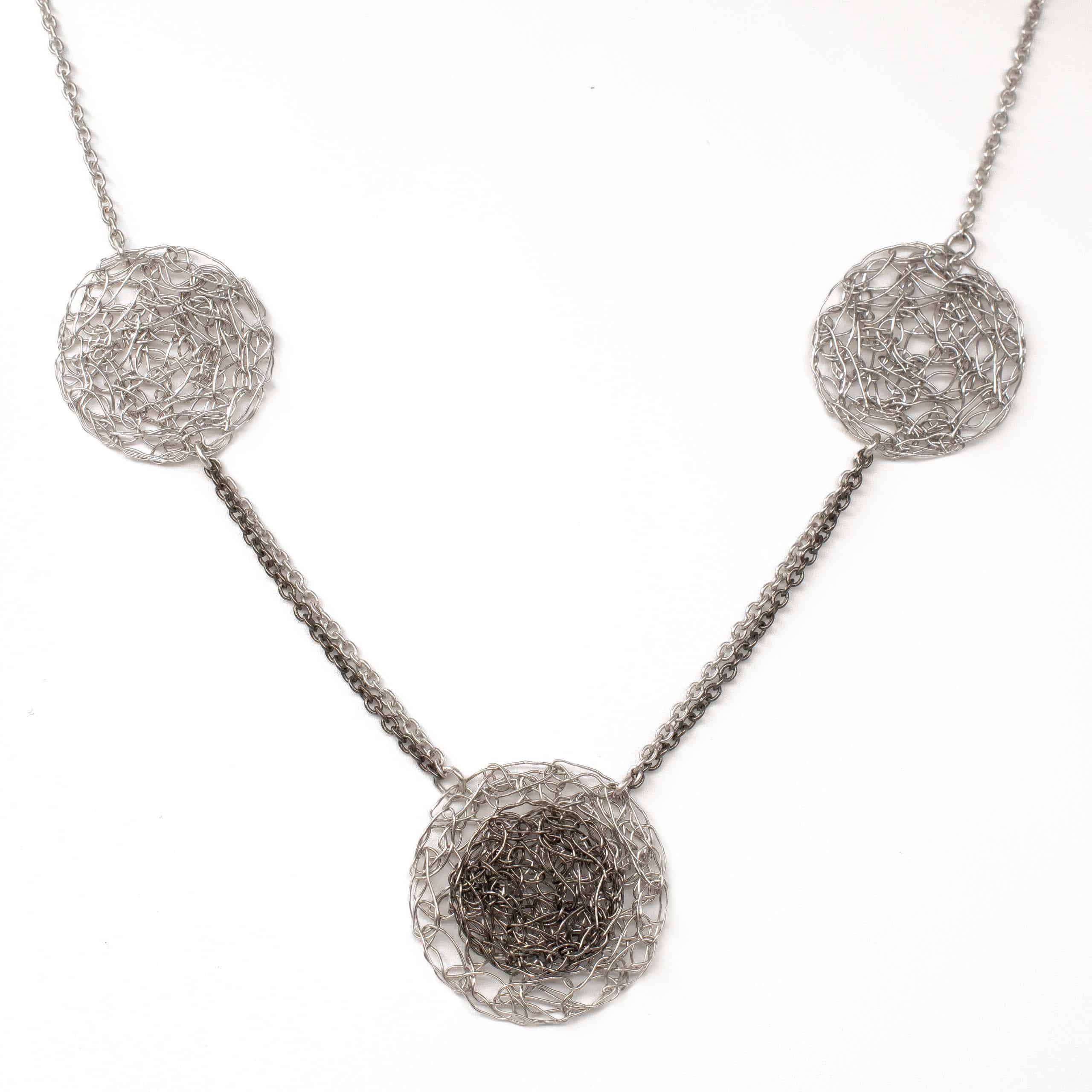 Black Rhodium and Platinum Disc Necklace