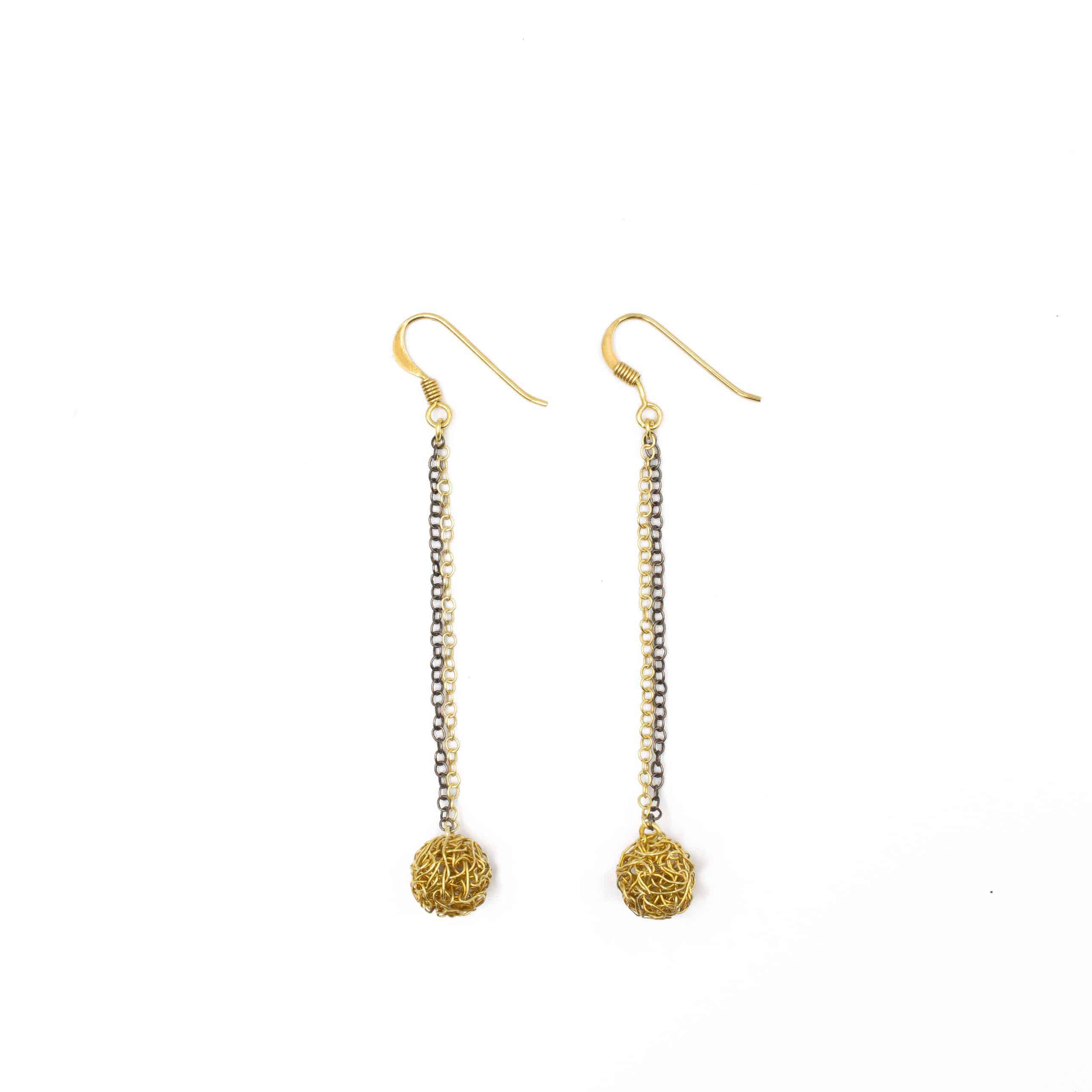 Black Rhodium and Gold Sphere earrings