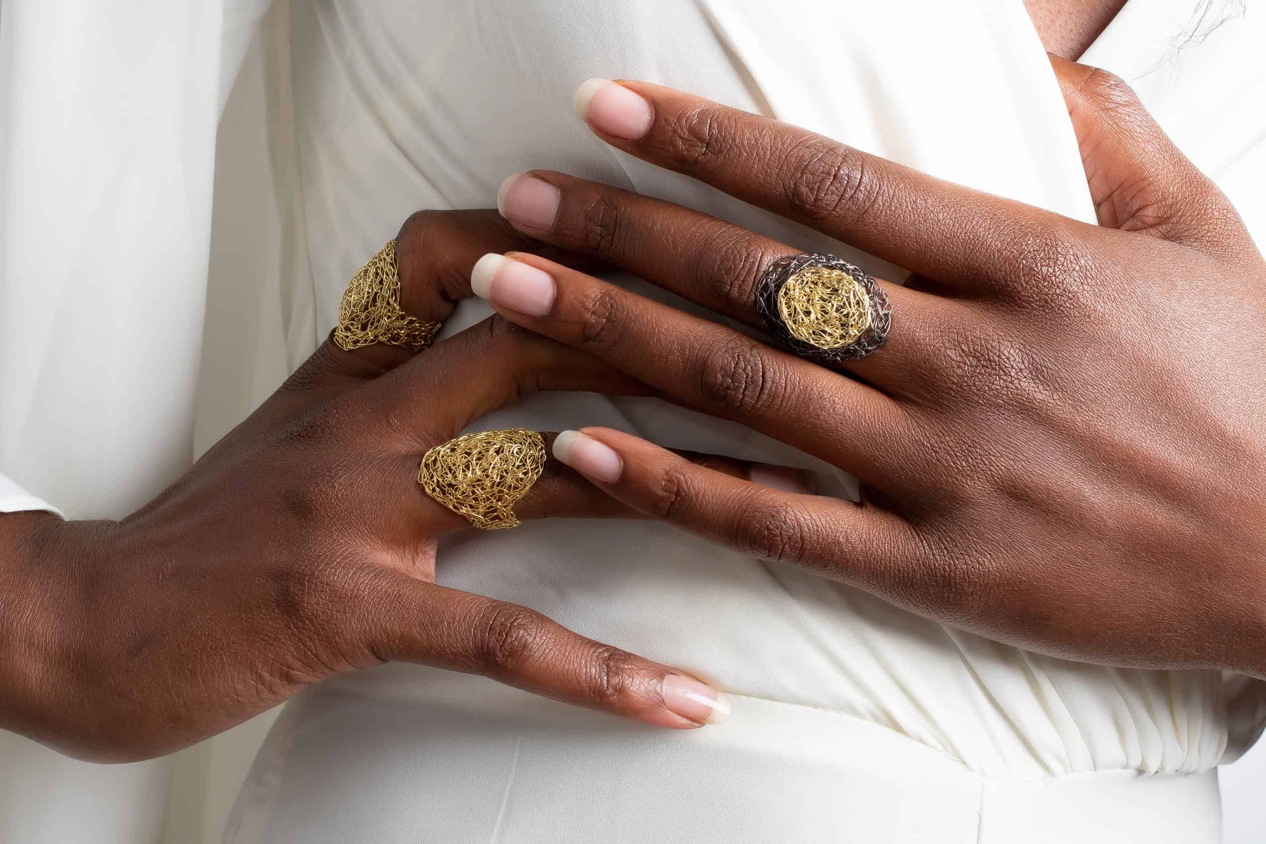 Black Rhodium and Gold Oval Ring