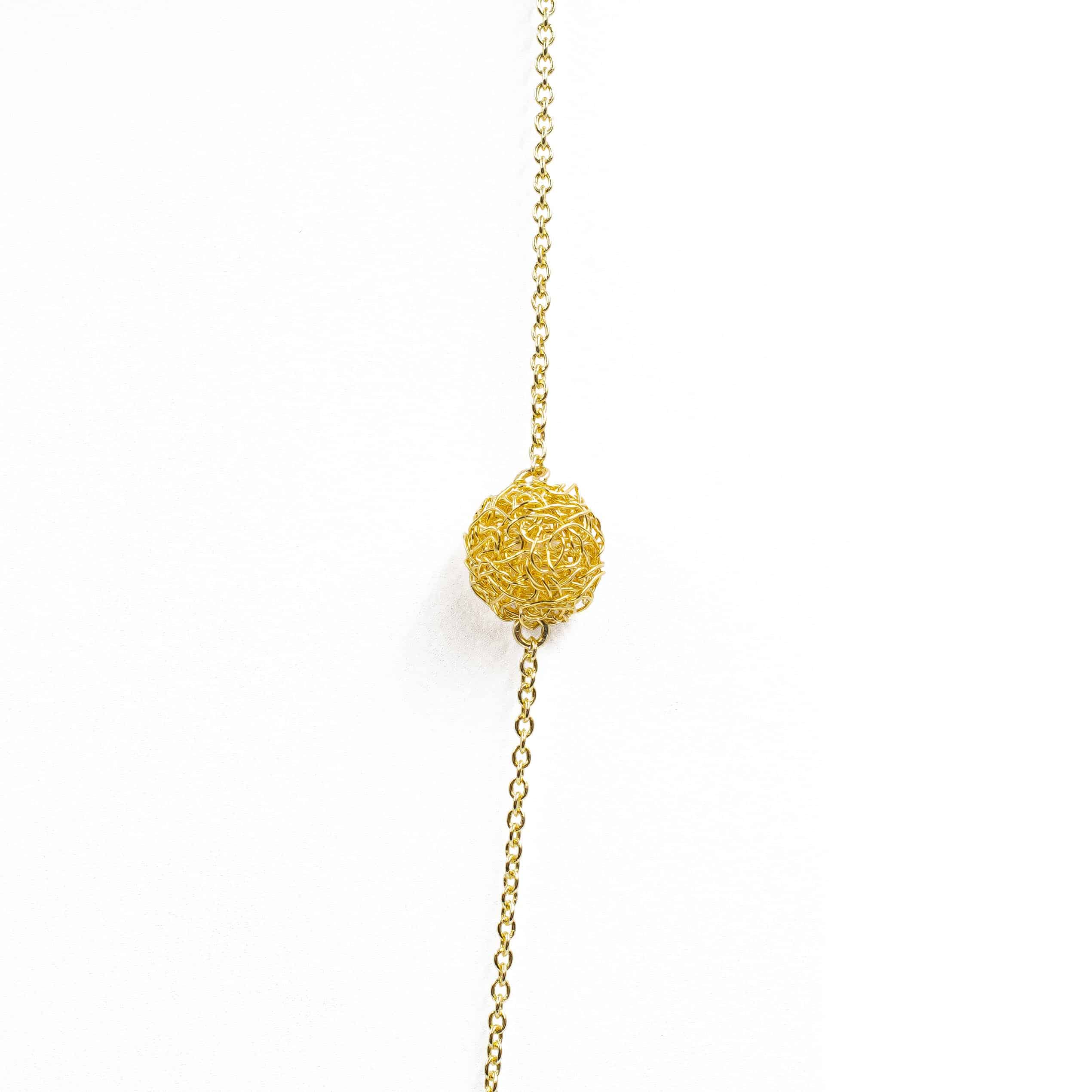 Black Rhodium and Gold Sphere Long Necklace