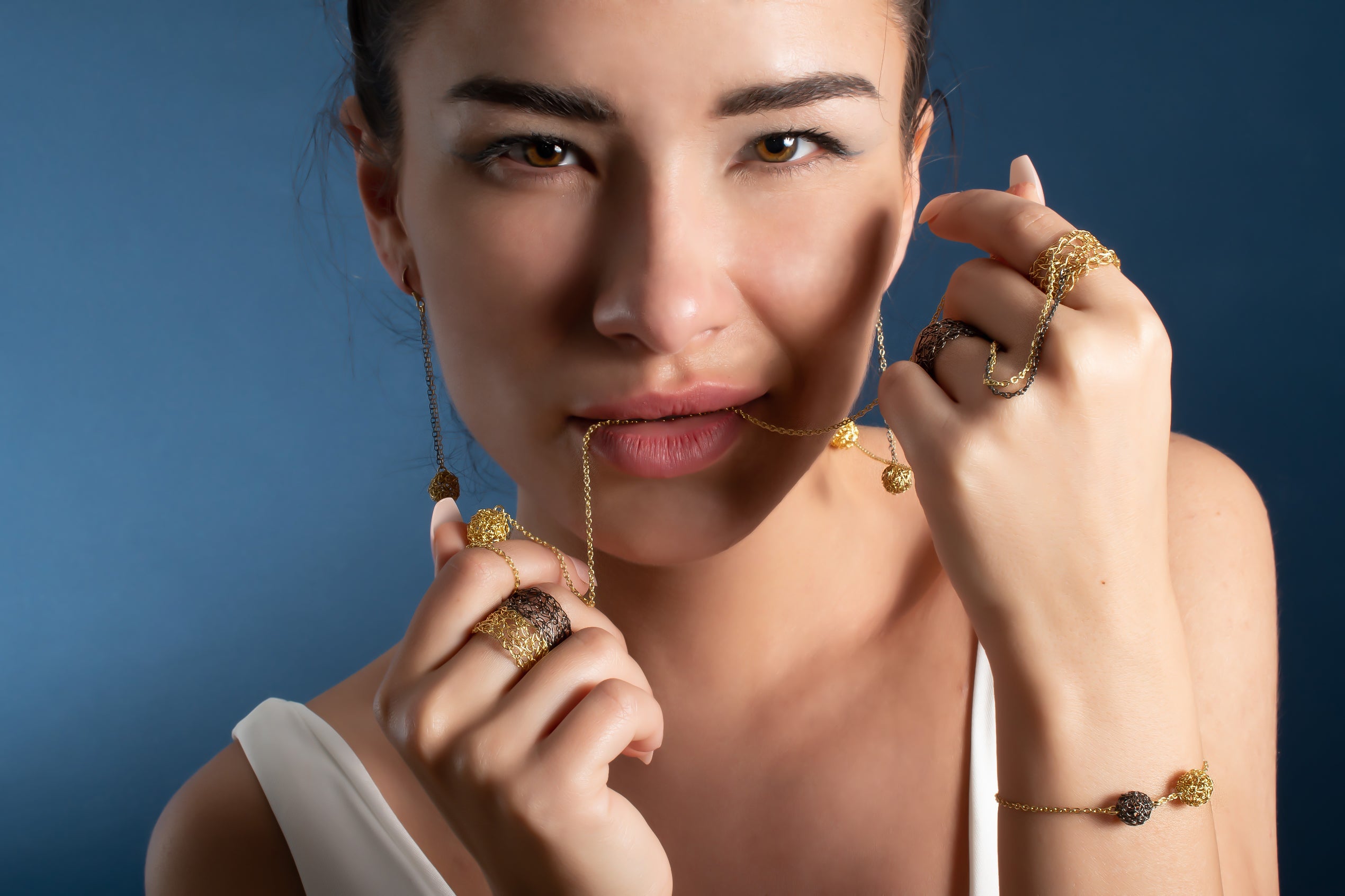 Yellow Gold and Black Rhodium Double Band Ring