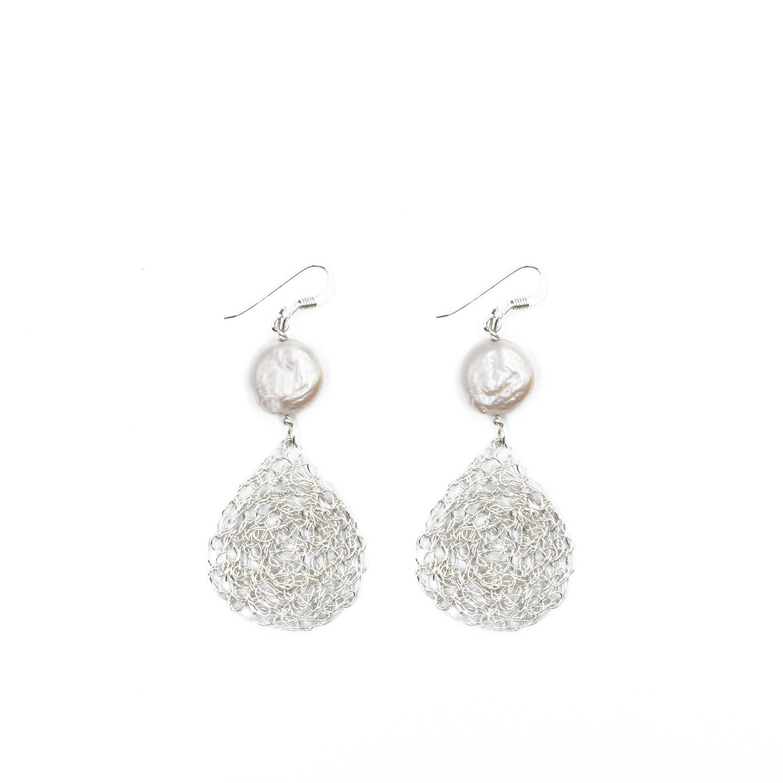 Silver Lustre Teardrop Pearl Earrings