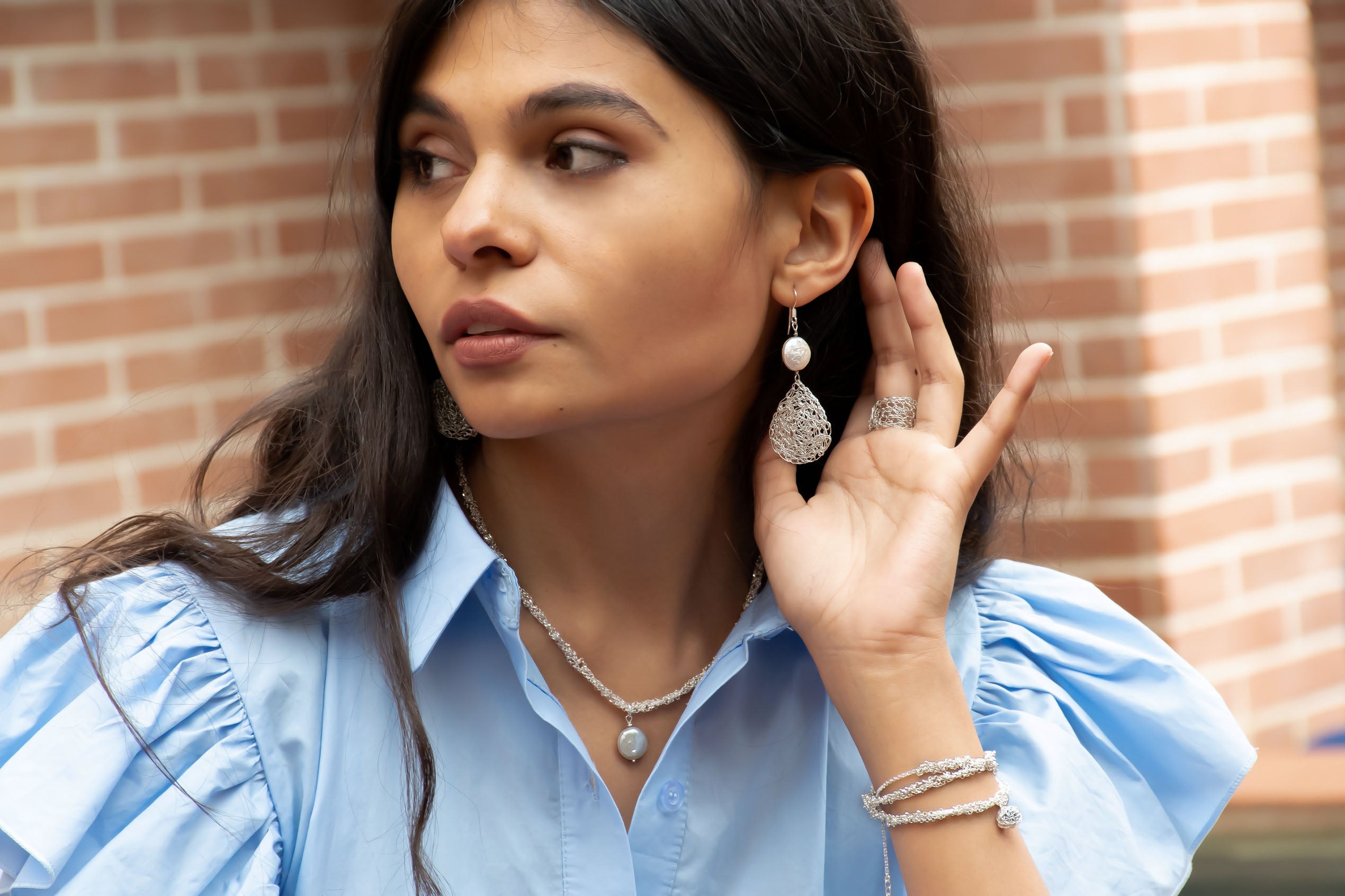 Silver Lustre Teardrop Pearl Earrings